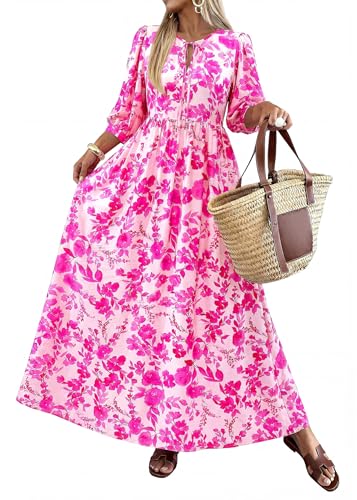Image of KIRUNDO Maxi Dresses for Women 2026 3 /4 Sleeve Summer Dress
