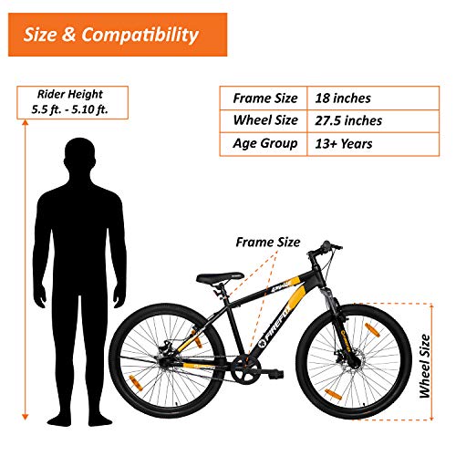Image of Firefox Bikes Grunge-D , 27.5T MTB Mountain cycle for Unisex Adult I Frame size: 17 Inches (BLACK) I First Free Service available, L