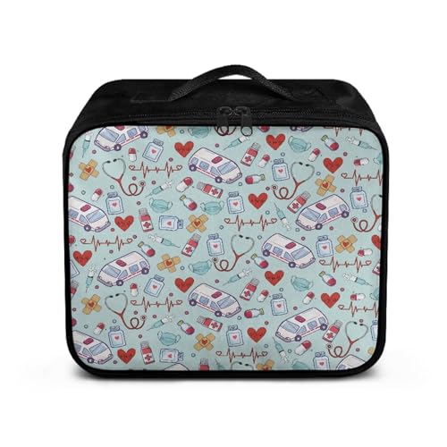Image of Gomyblomy First Aid Bag Empty Ambulance Print Medium Medicine Bag Empty Travel Emergency Kit for Home Car Office College Dorm Students Medical Pouch Portable Organizer