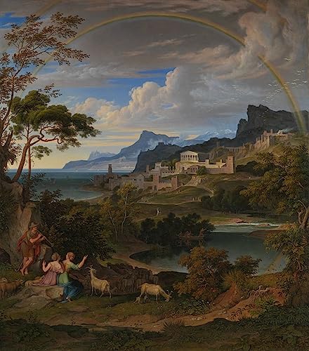Pinturas famosas para decoración de dormitorio con paisaje de arcoíris póster 60x90