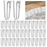 PRETYZOOM 50 Stück Gardinenhaken Metall, Faltenhaken, Edelstahl Vorhang Haken mit 4 Zinken, Vorhanghaken für Gardinen und Vorhangringe Schienen