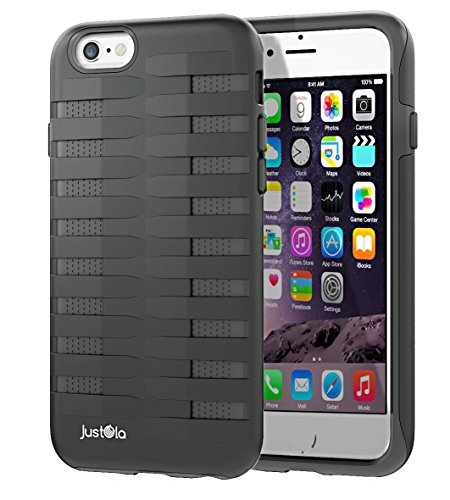 Justola Shockproof iPhone 6/6s Case, Dual Layer, Heavy Duty, Rugged Silicone iPhone Protection, 4.7 Black
