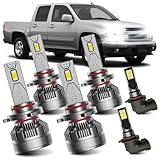 AWALITED Fits for 2004-2012 Chevrolet Colorado High Low Beam Fog Lights Bulbs Combo, 6000K White Plug-and-Play Super Bright Light Bulbs, Pack of 6