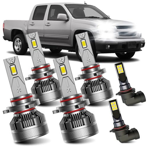 AWALITED Fits for 2004-2012 Chevrolet Colorado High Low Beam Fog Lights Bulbs Combo, 6000K White Plug-and-Play Super Bright Light Bulbs, Pack of 6