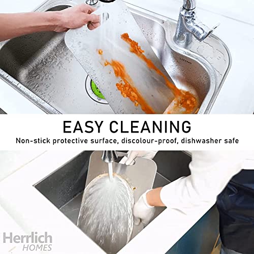 Image of Herrlich Homes Rectangular Stainless Steel Cutting-Chopping Kneading Board for Kitchen |Chopping Board for Cutting Vegetables, Meat, Fish, Fruits |Unbreakable | Easy to Clean | Large || 34.5 X 24.5 cm