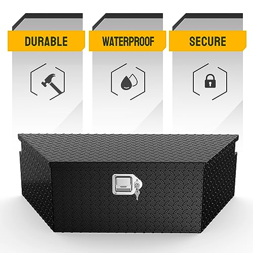 TUFFIOM 39" Aluminum Truck Bed Tool Box, Heavy Duty Diamond Plate Trailer Tool Box with Lock Keys, Tool Storage Organizer Chest for Pick up,Truck Bed,ATV,RV Trailer