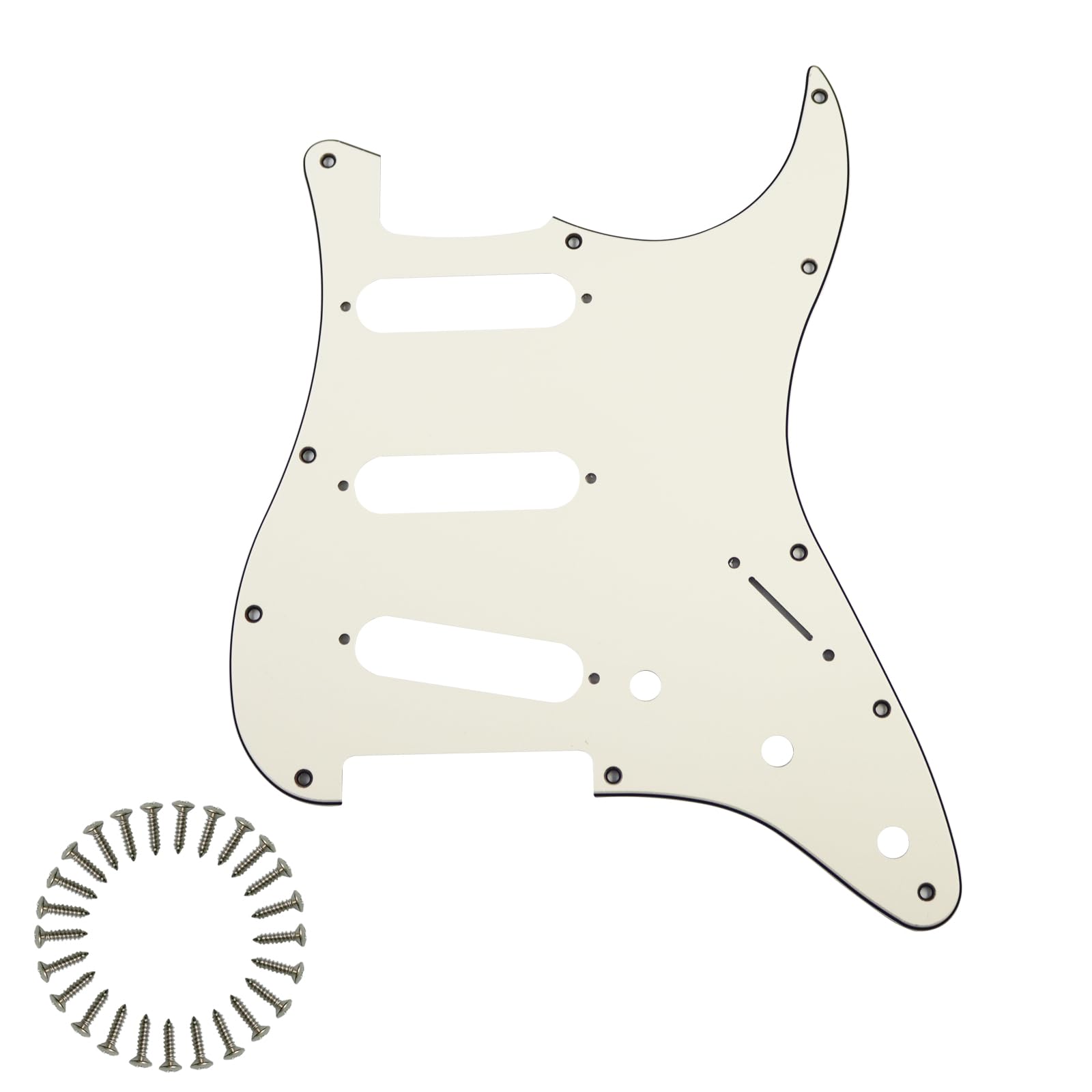 SSS 11-Hole Strat Pickguard for Fender Stratocaster, Ivory 3Ply