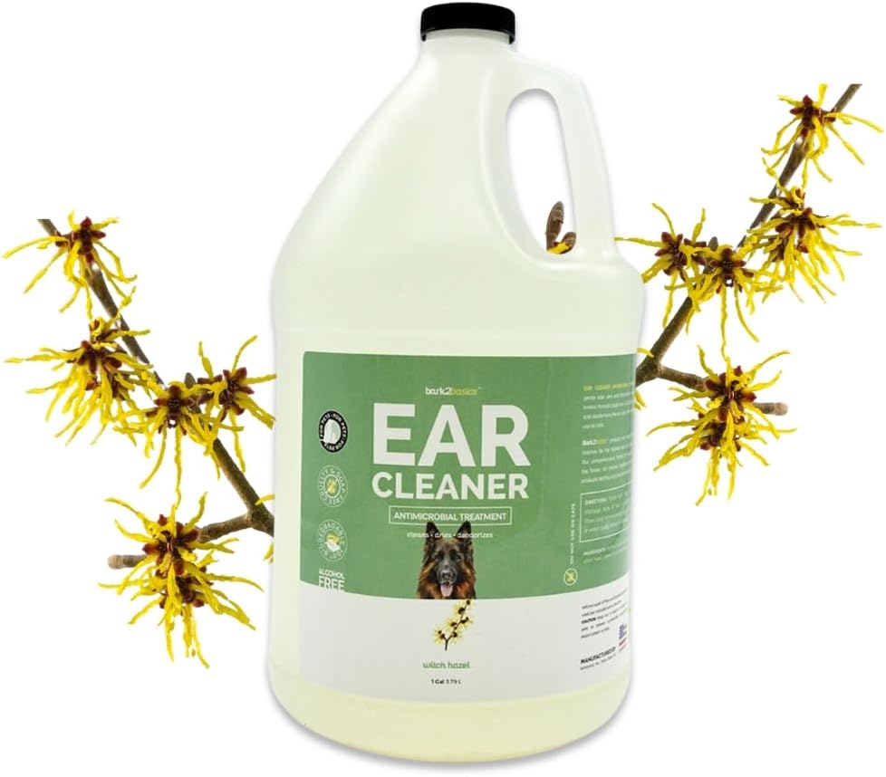 Bark2Basics Canine Ear Cleaner, 1 Gallon – All Pure, Witch Hazel, Light Aloe Vera and Chamomile Extract Base, Breaks By way of Powerful Wax and Particles, Cleaning soap-Free
