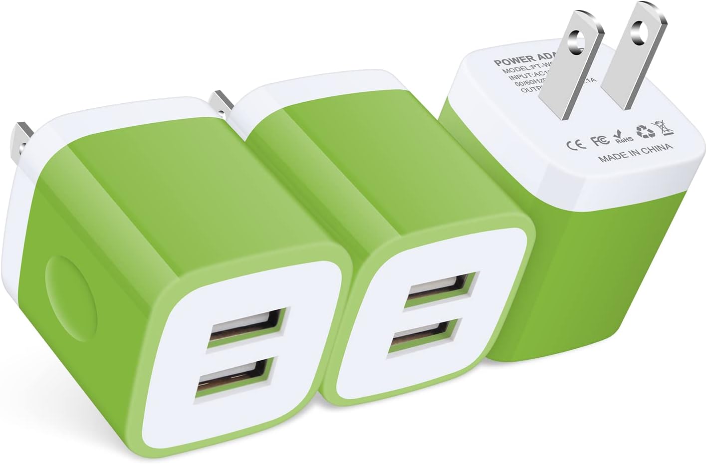 USB Charging Box, Cube Charger, 3Pack 2.1A Double USB Charger Wall Plug Travel Block Adapter Charger Head Base for iPhone, iPad, Samsung Galaxy, Andorid Phones, LG, Moto,Google Pixel USB Power Brick