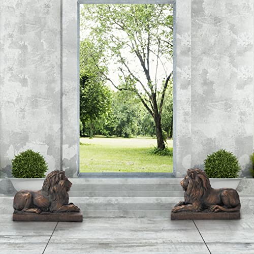 Glitzhome Gh203882 Set Of 2 Lying Guardian Lion Outdoor Statue, Bronze #TOP6