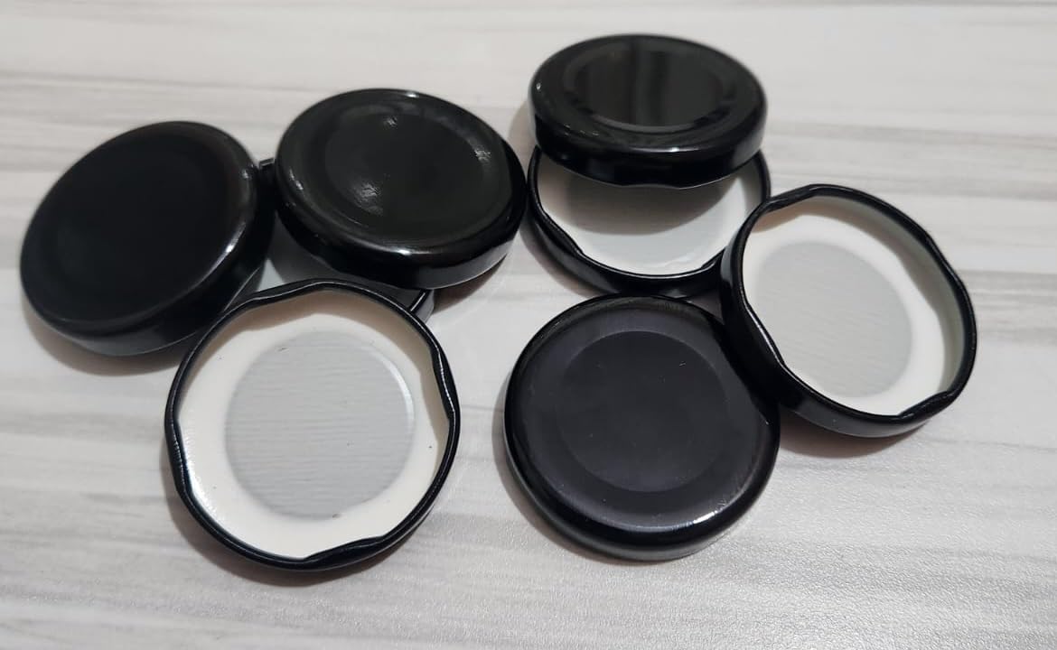 New Year Sale Pure Source India Metal Lug Cap Lid For Glass Jar And Milk Bottles, Rust Free, Airtight, Food Grade Caps- 6 Pieces, 42 Mm, Black 6 New Year Sale Pure Source India Metal Lug Cap Lid For Glass Jar And Milk Bottles, Rust Free, Airtight, Food Grade Caps- 6 Pieces, 42 Mm, Black