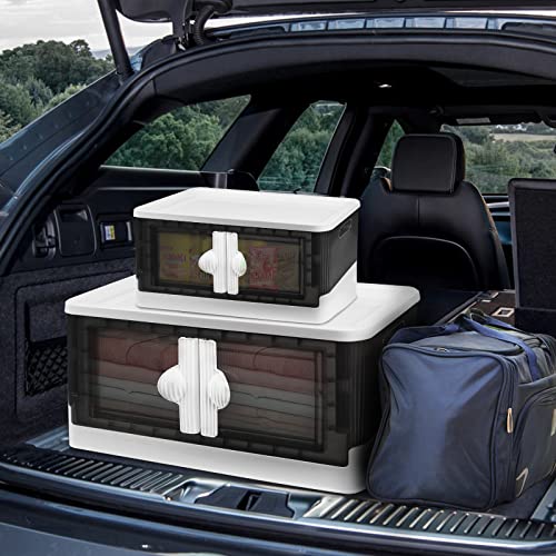 Saglorb 4 Pack Closet Organizers And Storage, 8.2 Gal Storage Bins With Lids, Plastic Foldable Box Collapsible Storage Bins, Stackable Closet Organizer Trunk Car Organizer, Dorm Room Essentials #TOP3