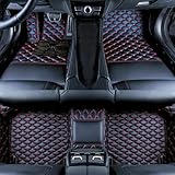 WQHDG Leather Car Floor Mats for Land Rover Defender 110/130 L663 2020 2021 2022 2023 2024 2025, Waterproof Floor Mat Front Rear Row Carpet Protection Liners Car Floor Matts Accessories,Black Red