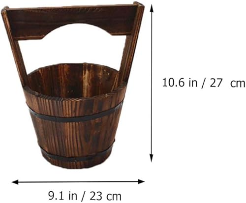 Miniatura 3 de DOITOOL Macetas colgantes rústicas de madera, maceta colgante de cubo rústico de madera para deseos, maceta para suculentas, maceta para patio,