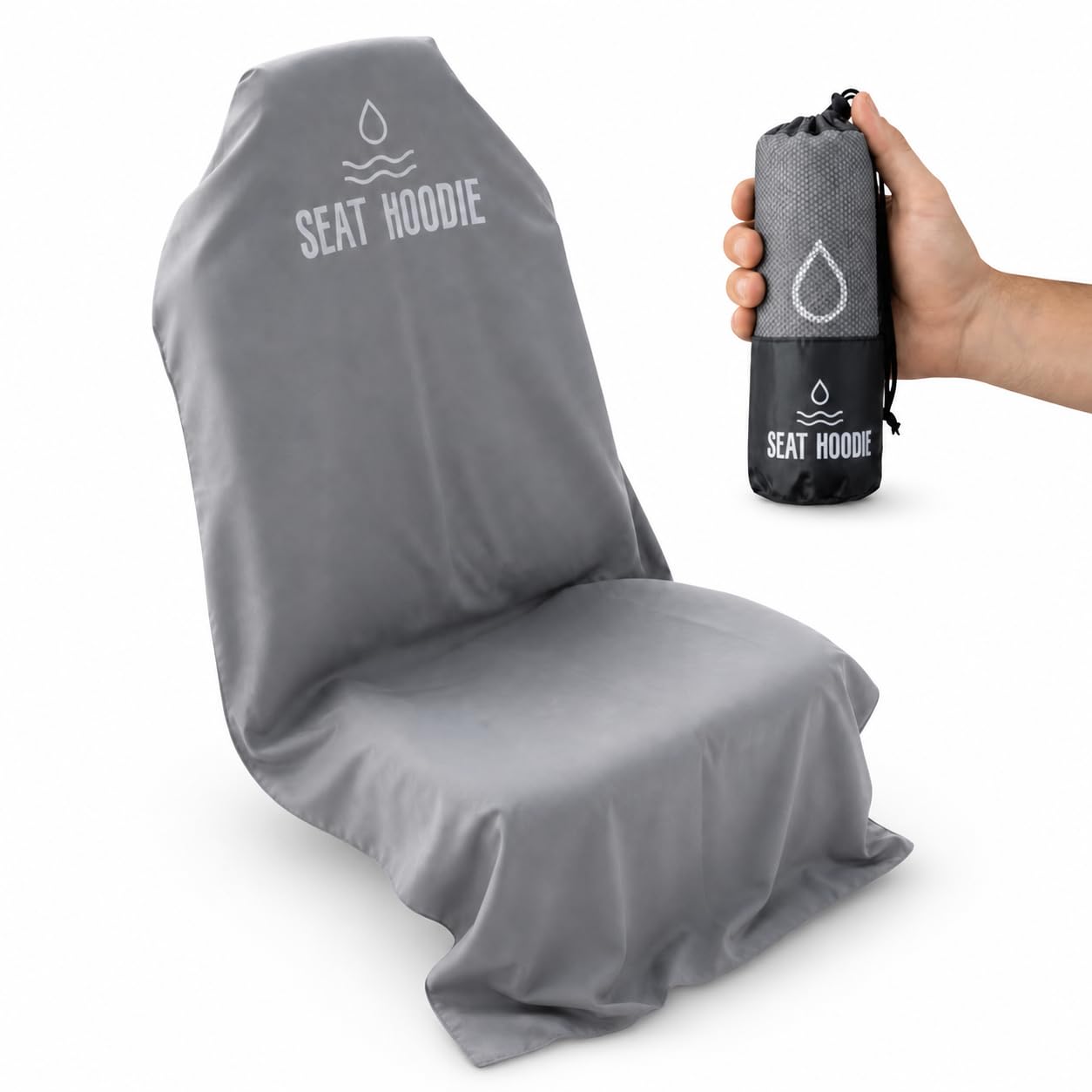 Photo 1 of Seat Hoodie Car Seat Towel | Premium Microfiber Towel Seat Covers for Cars | Universal Fit & Machine Washable | Portable Car Seat Towel Cover After Gym, Yoga, Beach Grey
