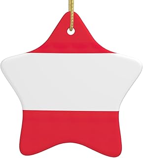 Austrian Flag Print Ceramic Christmas Tree Hanging Ornament Star Shaped Pendant Xmas Decorations Gift