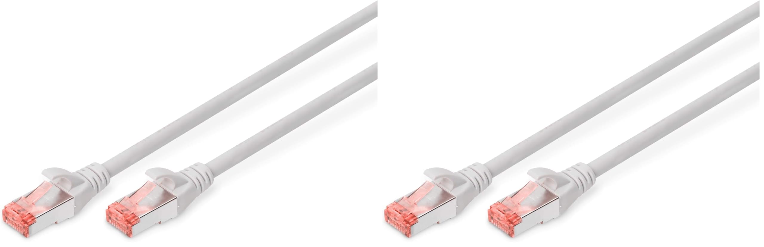 DIGITUS LAN Kabel Cat 6-10m - RJ45 Netzwerkkabel - S/FTP Geschirmt - Kompatibel zu Cat 6A & Cat 7 - Grau (Packung mit 2)