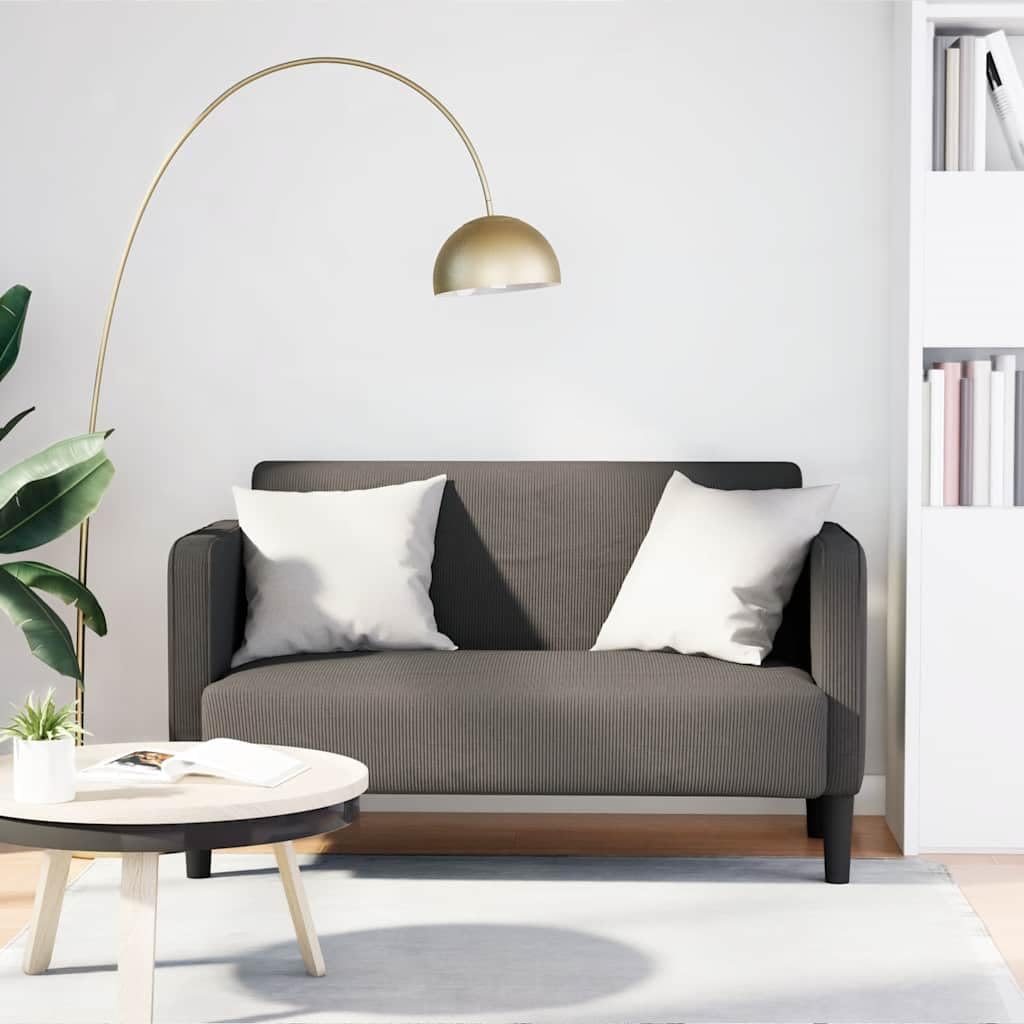 Canapé 2 Places, Causeuse de Salon Fauteuil Sofa 2 Places Causeuse Gris Clair 124 x 68 x 74,5 cm Tissu Velours côtelé