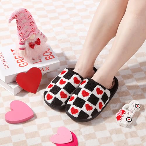 Image of Women's Men's Happy Face Heart-shaped Cat Slippers - Retro Leopard Print, Memory Foam, Soft Plush, Warm, Anti-Slip Home Shoes