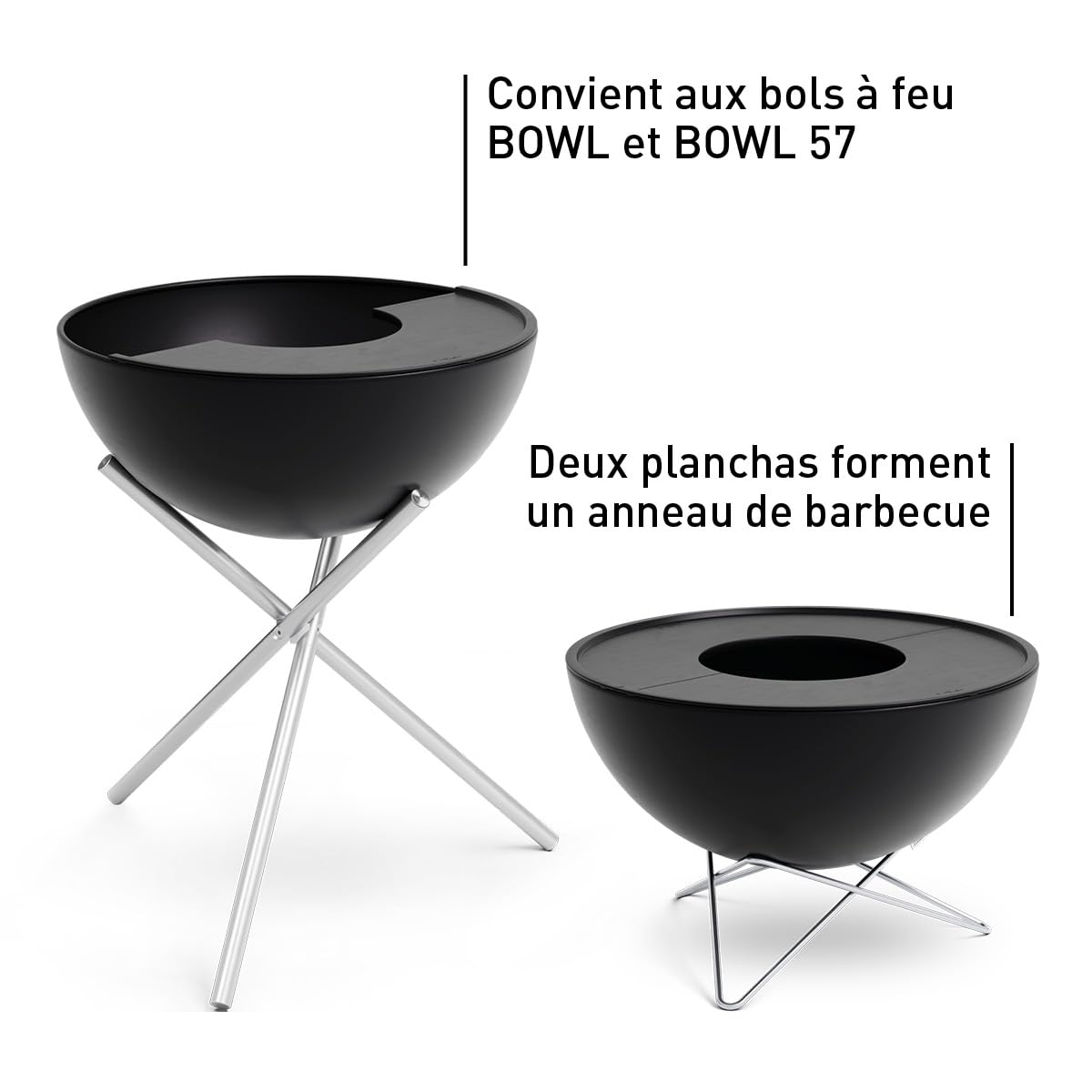 höfats - Bowl 57 - Plaque en fonte Plancha - Pour grillades saines, à faible teneur en substances nocives - Fonte émaillée - Demi-anneau - Accessoires pour bols à feu Bowl