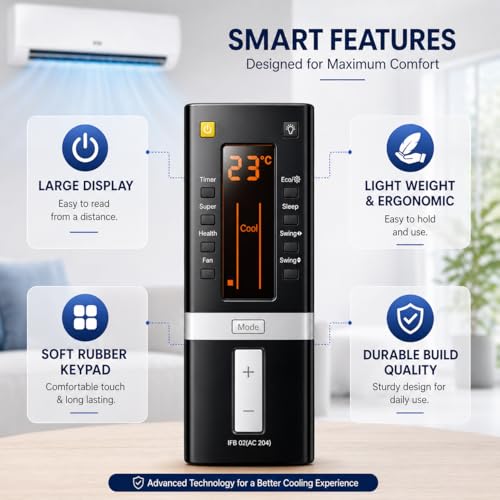 Image of ZIEVA Compatible with IFB AC Remote Control for 1.5, 1, 2 Ton Original - Air Conditioner Infrared Remote Controller with Backlight - Please Match The Original Remote (AC 204)