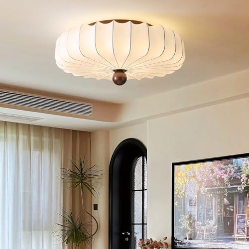 MIXL-Mid Century Modern White Semi Flush Mount Ceiling Light, Pumpkin