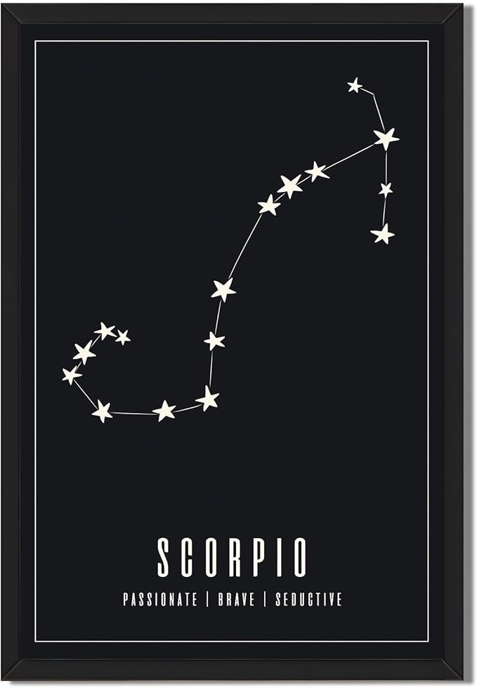 Scorpio Zodiac Poster Canvas Print Art Print, Modern Wall Art, Stunning Pictures,Minimalist Aesthetic Wall Decor, Horoscope Painting for Bedroom Living Room Home Decoration (Wood Framed,8L X12W)