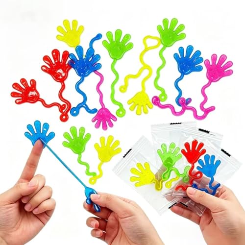 12 Pcs Sticky Hands Stretchy Sticky Hand Toy Set Sensory Stress Relief Creativity Stretch Fun Toys for Kids Birthday Party Favors Classroom Rewards(10.6*4 cm TPR Material)