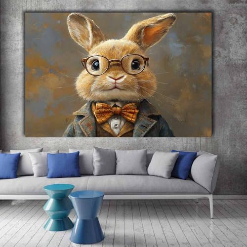Impression sur toile decoration murale animal lapin noir 70x100cm - 2