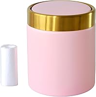 Vista 9 de Mini bote de basura con tapa, pequeño cubo de basura de metal, mini cubos de basura para encimera para escritorio, automóvil, oficina, cocina, cubo