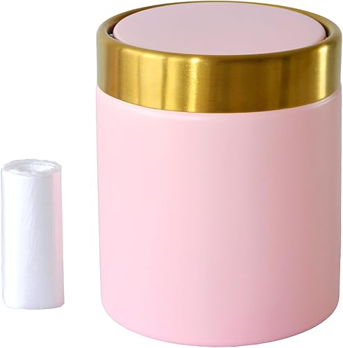 Miniatura 9 de Mini bote de basura con tapa, pequeño cubo de basura de metal, mini cubos de basura para encimera para escritorio, automóvil, oficina, cocina, cubo