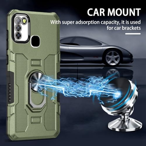 Coque Infinix Smart 5 rigide verte avec anneau de support antichoc