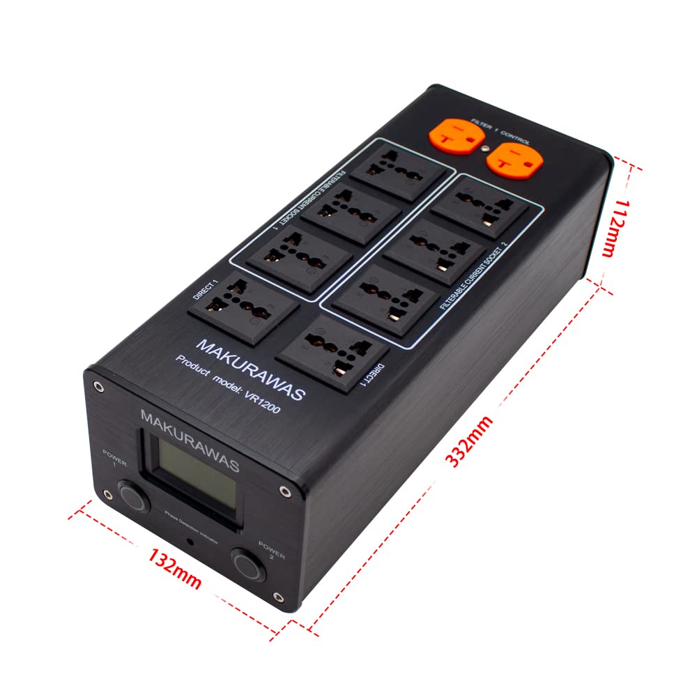 AC 100-240 V Audio Power Purifier głośnik Power Filtr zakłócenia rezystorne gniazda redukcyjne szumy Power Boards 15 A 3000 W (wskaźnik napięcia/prądu, czarny)