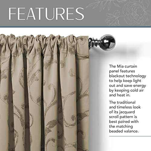 Elrene Home Fashions Mia Jacquard Scroll Blackout Window Curtain, 52" X 84" (1 Panel), Natural #TOP2