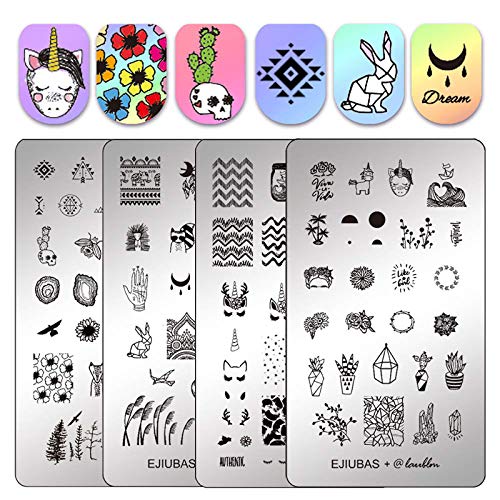 Ejiubas Stamping Plates Double-Sided Nail Stamp Plates Nail Art Stamping Kits Image Plates for Nails Design Laublm
