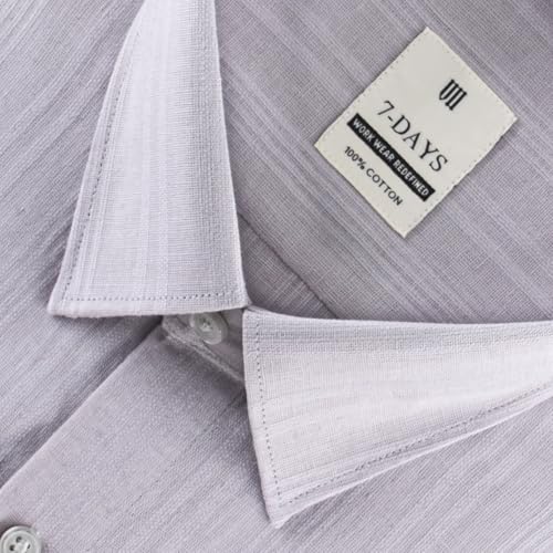 Image of 7-DAYS Men's Premium Formal Shirts - Regular Fit, Full Sleeve, 100% Pure Cotton, Self-Design, with Pocket - Stylish Office Shirts for Men