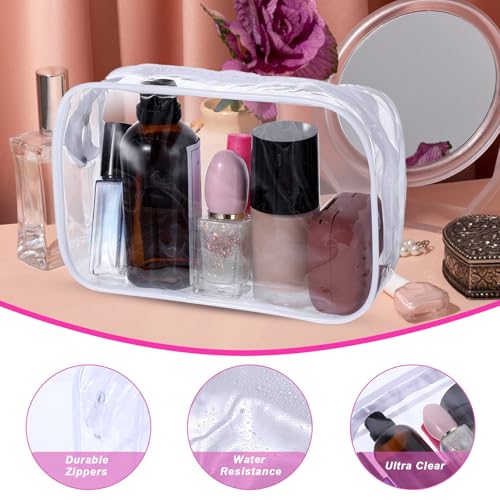 12 Pieces Clear Cosmetic Makeup Bags with Zipper PVC Zippered Clear Toiletry Carry Pouch Travel Size Plastic Waterproof Portable Transparent Organizer Case for Men and Women Traveling and Organizing4
