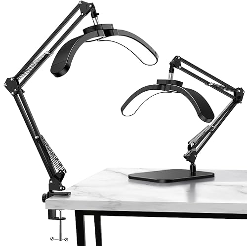 XJDLXSO Half Moon Light for Nail Desk, 22W LED Lash Light with Adjustable Arm, Desk Clamp & Base, Foldable Nail Tech Lamp for Manicure, Eyelash Extensions, Beauty, Tattoo, Esthetician