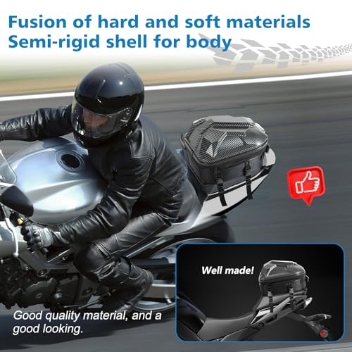 Bolsa de Cola para Motocicleta SUNPIE 15L-20L Expandible Mochila para Casco con Carcasa Dura ABS Impermeable Color Carbono miniatura 3