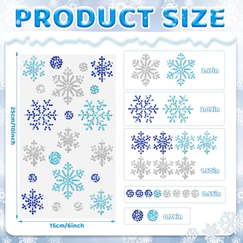 Image of Epakh 84 Glitter Bling Rhinestone Sticker, Snowflake Diamond, Multicolor