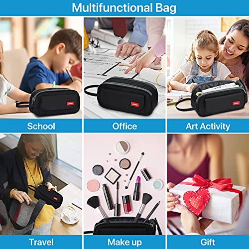 Tebngihnm Big Capacity Pencil Case Large Pencil Pouch Pencil Bag Simple Stationery Bag School College Office Organizer For Student Teens Girls Boy Adults-Black #TOP6