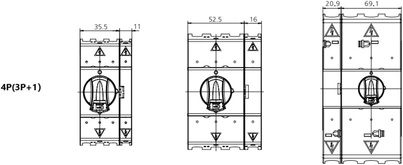 3P 4P Isolator Switch AC 690V 32A-125A DIN Rail Mount Disconnector, Electrical Safety Switch, Circuit Breaker(4P,40A)