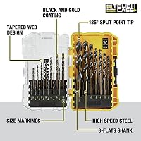 DEWALT Drill Bit Set, 21 Pc High Speed Steel DEWALT Bits, Black and Gold Oxide Coated, 135 Degree Split Point, 31 Degree Helix (DWA1181) — image 4