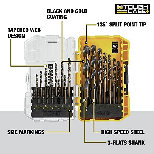 DEWALT Drill Bit Set, 21-Piece, 135 Degree Split Point, 31 Degree Helix, Black Oxide Coated, For Plastic, Wood and Metal (DWA1181) by DEWALT - Image 4