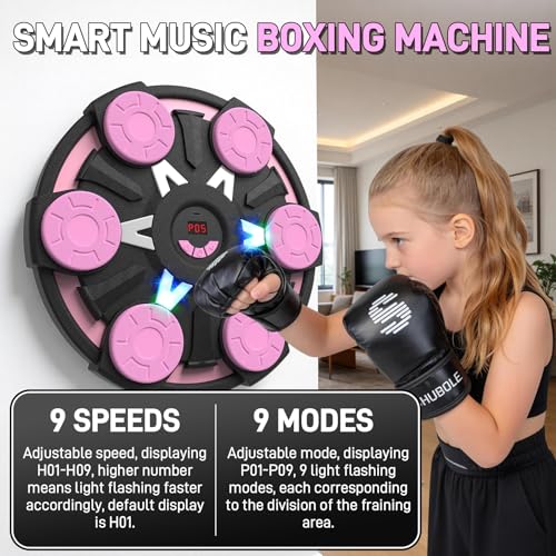 Image of Music Boxing Machine for Kids & Adults - Wall Punching Pad with Lighting, 9-Speed Bluetooth Boxing Game with Gloves, Wall Mounted Exercise Equipment, 2026 Upgrade Boxing Equipment for Kids Age 6+