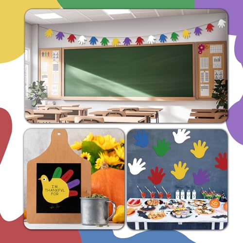 Image of Ireer 48 Pcs Large Foam Hand Cutouts 6 Inch Assorted Color Handprint Die Cuts Hand Bulletin Board Cutouts for DIY Craft Projects Back to School Classroom Decoration