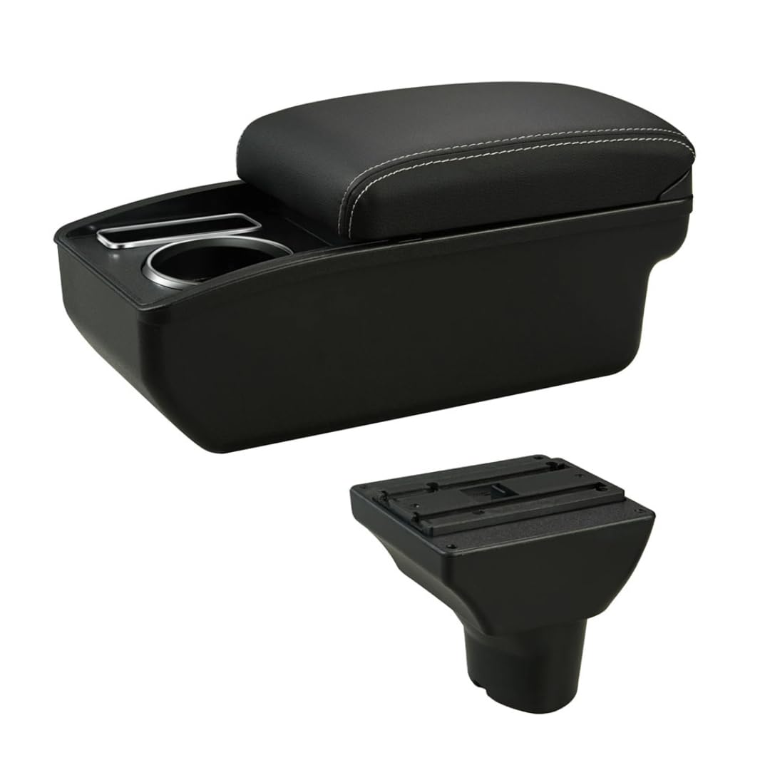 Toiumops Armrest for Hyundai i20 2012, Car Armrest Box Center Console Store box(A3 White Line No USB)