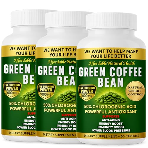 Green Coffee Bean Extract, 100% Pure Green Coffee Bean Capsules, 50% Chlorogenic Acid, 1000 mg