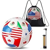 Leitee 2 Pack Size 4 World Flag Soccer Ball 2026 Country Flag Training Soccer Ball with Pump Needles and Storage Bag for Adult Team Practice Club Events Sports Party Gifts