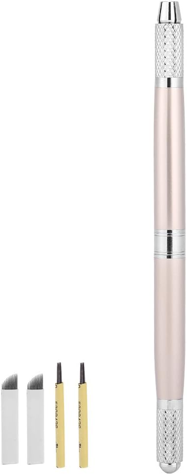 Double-End Manual Permanent Microblading Eyebrow Tattoo Pen + 2pcs 14Pins + 2pcs Round Needles